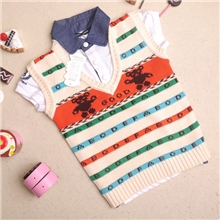 低价浙江厂家直销2013年秋冬款V领童装中童套头针织毛背心童背心