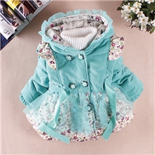 童棉衣批发韩版时尚花结碎花儿童加厚棉衣女童棉衣外套淘宝爆款