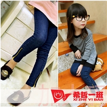 女童牛仔裤2013秋款中大童女童拉链牛仔裤儿童修身铅笔裤WSXC9