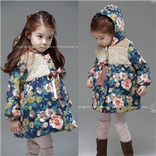 女童棉衣13冬款韩版女童碎花棉衣外套韩国官网儿童棉衣WSXQ13