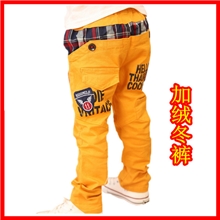 乌溪傲童】新款儿童秋冬休闲裤冬季男女童格子加绒长裤批发