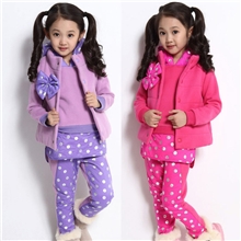 儿童装冬装新款韩版外贸品牌加厚女童套装卫衣三件套纯棉童套装