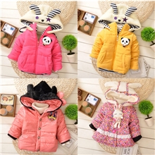女童韩版加厚宝宝棉袄儿童装冬款童上衣儿童棉服条纹熊猫童棉衣