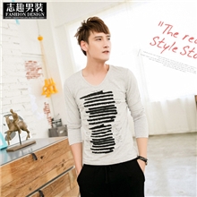 2013秋冬新款t恤衫v领t恤男休闲棉质长袖T恤男士t恤打底衫E33
