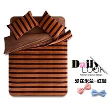 【特别推荐】2013新品首发双面天鹅绒时尚条纹四件套