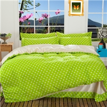 纯色波点条纹双拼天鹅绒四件套简约时尚床上用品