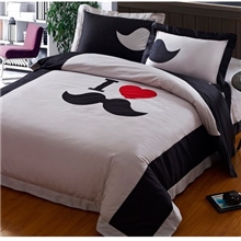 潮流小胡子全棉四件套批发婚庆情侣公主单人双人床单被套床上用品