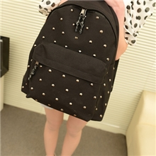 2013新款欧美时尚朋克风铆钉休闲帆布双肩包背包