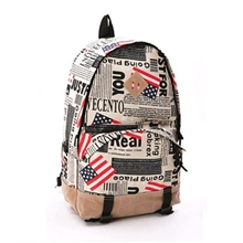 厂供经典款报纸国旗时尚学院风双肩包书包