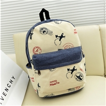 供应2013秋季热卖款学院风帆布印花休闲双肩包学生包