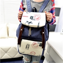 厂供批发秋季新款时尚韩版抽绳学院风帆布双肩包学生包旅游包