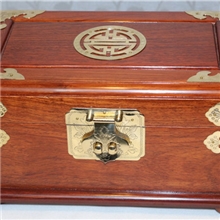 素面红木首饰盒时尚经典缅甸花梨鸡翅木两层配镜带锁婚礼珠宝箱