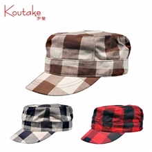 广州帽子宇莹正品平顶帽军帽格纹纯棉英伦特价批发热销男款