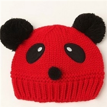 韩版爆款熊猫毛线帽秋冬儿童针织帽帽子厂家批发儿童帽子