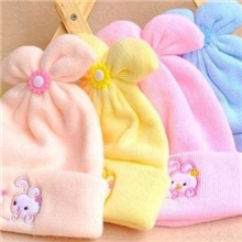 特柔宝宝双层羊绒帽子婴儿帽新生儿胎帽卡通刺绣童帽初九冬天必备