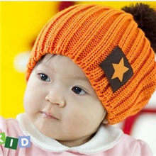 2013新款宝宝韩版五角星布标毛线帽子儿童针织帽冬帽儿童帽子