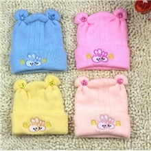 新生儿细毛线胎帽婴儿羊绒帽宝宝保暖帽秋冬胎帽小兔子婴儿帽