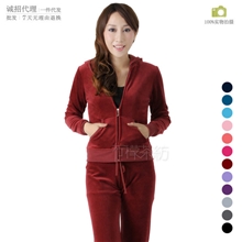 厂家批发高品质天鹅绒运动套装休闲运动套装女外贸运动服