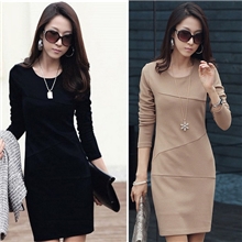 爆款2013秋装韩版新款长袖抗皱OL打底裙气质大码修身显瘦连衣裙女