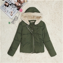 厂家直销秋冬新款韩版短款连帽毛领棉衣外套批发