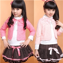 佛山货源秋冬款长袖卫衣女童三件套裙精美蕾丝小童套装厂家批发