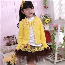 佛山产地2014童装款装新款精美蕾丝女童三件套领边大花女童秋装