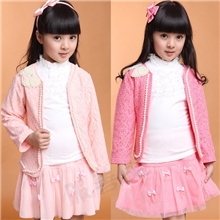 广东品质童装秋冬款童套装珍珠蝴蝶女童三件套批发长袖套裙