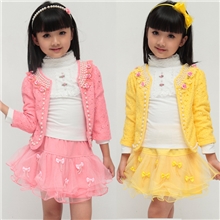 外贸原单2013秋款童套装4-7岁长袖女童蕾丝珍珠三件套裙厂家批发