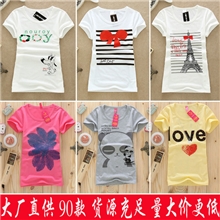 诚客2013新款女装休闲圆领女士短袖t恤可爱卡通印花女式T恤衫批发