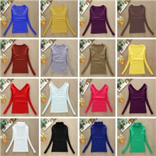 工厂低价牛奶丝高领打底衫批发加绒女式T恤休闲女士纯色t桖长袖