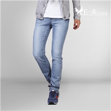 E夫新款男装批发韩版个性小脚裤灰白水洗纯棉弹力男式牛仔裤潮