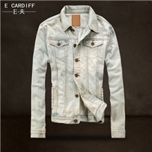 E夫男装新款夹克衫韩版复古修身男士牛仔夹克时尚秋冬外套男