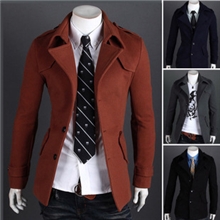2013秋冬新款毛呢大衣男男士风衣单排扣肩章呢料外套男装8929