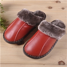 新款皮拖鞋牛皮居家拖鞋男女冬季保暖拖鞋绱线牛筋底真皮拖鞋