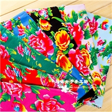 东北大花布全棉加厚斜纹老土布传统布料布七色凤凰牡丹服装面料