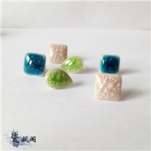 景德镇陶瓷饰品陶瓷耳钉多边扁形冰裂水滴状陶瓷耳钉耳环耳钉