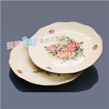 2013新品批发热销韩国进口QueenRose女皇玫瑰镀金边盘子大号