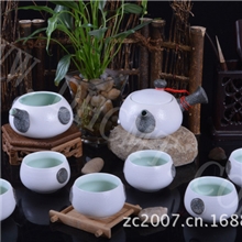 批发高档雪花釉茶具套装陶瓷礼品茶具功夫茶具侧把壶茶具