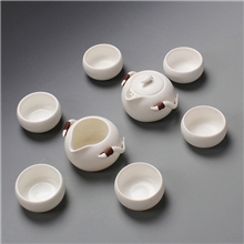 厂家直销定窑茶具套装8头企鹅壶月白亚光茶具整套功夫茶具批发
