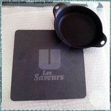 创进石材厂供应优质板岩石板托盘搭配陶瓷调味碟