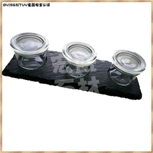 实用家居餐厅储食用品板岩石板餐盘搭配玻璃器皿