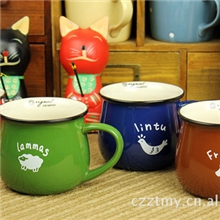 zakka陶瓷杯子/碗杯/大肚子杯/色釉杯/贴花杯/可爱杯子/咖啡杯