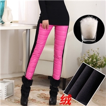 2013全网独家冬季羽绒打底裤加厚加大码羽绒棉裤内加绒拼接保暖裤