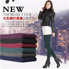 秋冬季新款七彩棉单层无缝一体保暖裤批发厚加绒踩脚高腰打底裤