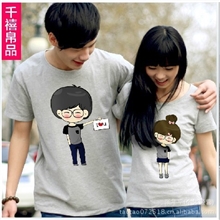 厂家直销2013新款T恤小希和阿树棉T恤情侣装情侣衫韩版班服