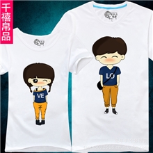 情侣装批发2013新款短袖小希LOVE棉T恤情侣装情侣衫T恤