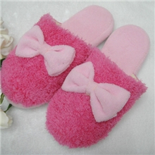 热销新款秋冬拖鞋孔雀绒蝴蝶结女拖鞋软底保暖居家室内棉拖鞋