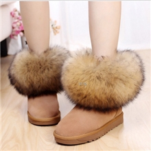 雪地靴厂家批发冬季羊毛靴子仿狐狸毛女短筒棉靴保暖鞋一件代发