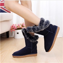 新款兔毛雪地靴厂家批发中筒女靴雪地棉靴子真皮牛筋底一件代发