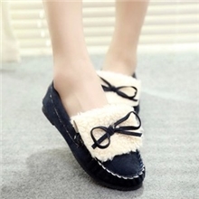 13年新款女鞋秋冬磨砂皮平跟欧美大牌蝴蝶结平底鞋豆豆鞋女鞋